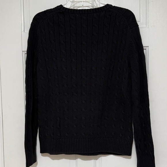 Lands End Classic Navy Cable Knit Women’s Sweater - Picture 3 of 6